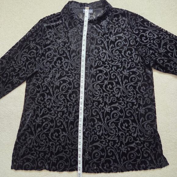 NWT Notations 1X Whimsygoth Witchy Velvet Burnout Tunic Long Sleeve Button Black - Picture 12 of 16